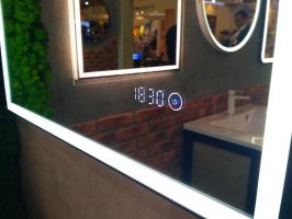 Зеркало LED Континент Frame Black 80x60 см с часами