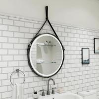 Зеркало LED Континент Millenium Black 65x65 см с ремнем черного цвета