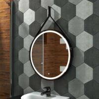 Зеркало LED Континент Millenium Black 80 x80 см с ремнем черного цвета