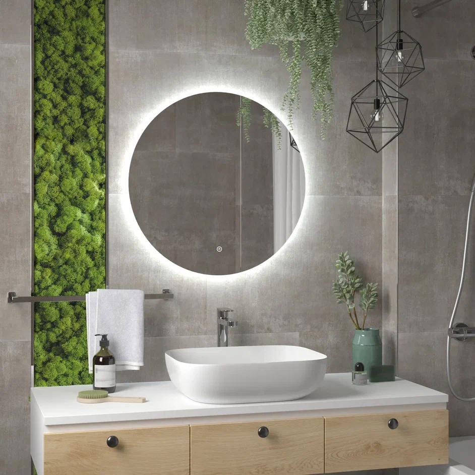Зеркало Континент Ajour ECO LED D800 с ореольной холодной подсветкой и сенсором на касание