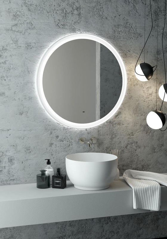 Зеркало Континент Planet White LED D1000 с ореольной холодной подсветкой и Б/К сенсором