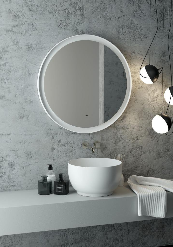Зеркало Континент Planet White LED D700 с ореольной теплой подсветкой и Б/К сенсором